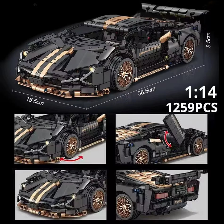67129 Car MOC 1280Pcs Building Blocks Car and Construction Toy Adult Collectible Cars Set to Build 1:14 Scale Sports Car Model